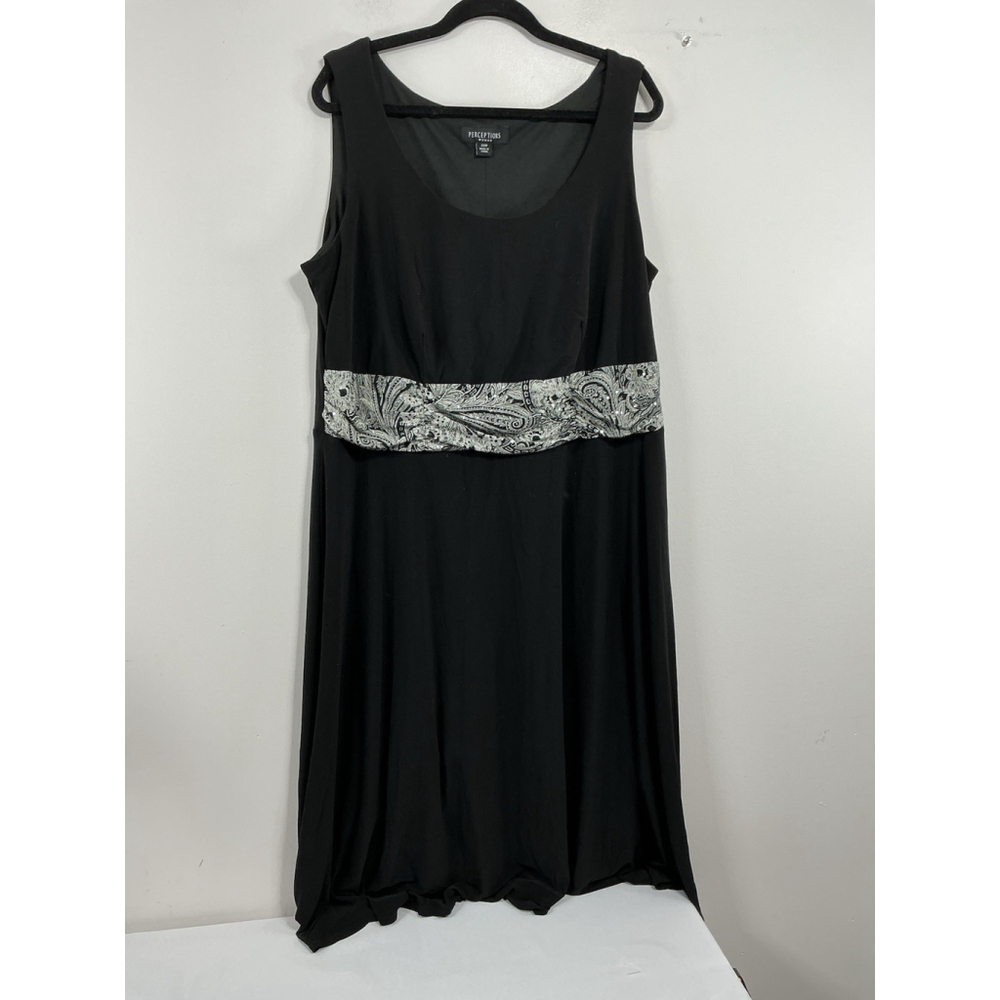 Womans Predictions Woman Sleeveless Maxi Swing Dress 20W Black Lined